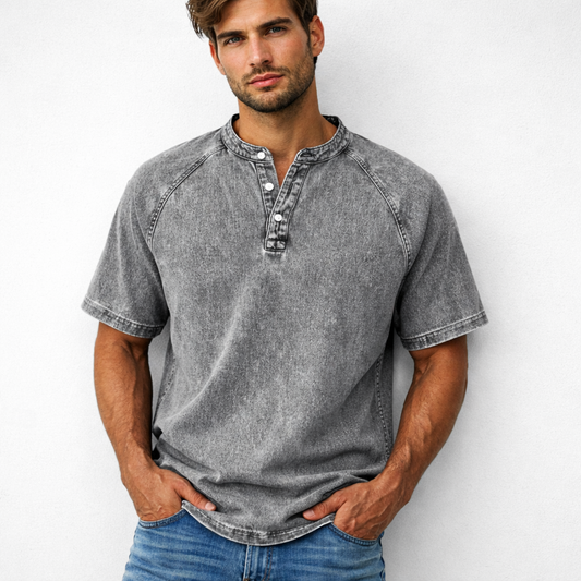 CAMISETA HENLEY VINTAGE ALGODÓN