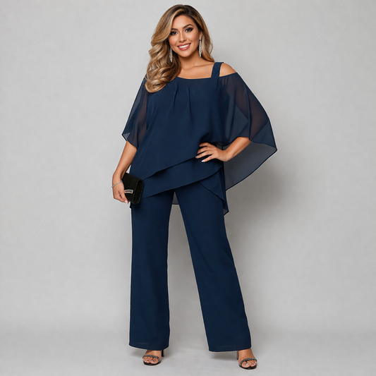 LUNA | CONJUNTO FEMENINO: ENCANTADOR TOP ASIMÉTRICO Y PANTALÓN DE PIERNA ANCHA