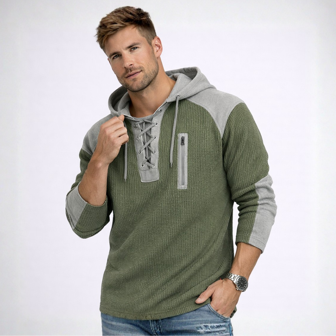 CAMISA HENLEY TEXTURADA CON CAPUCHA